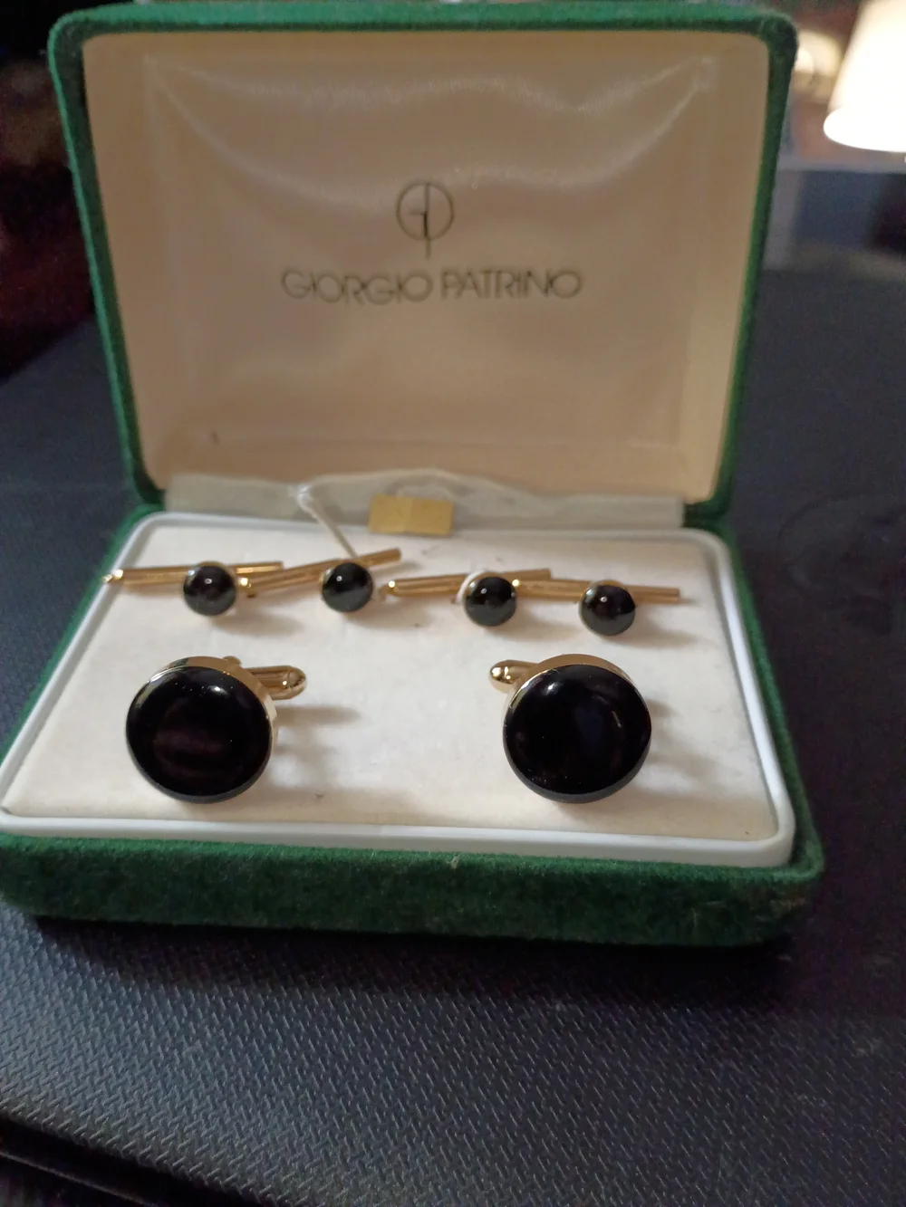 Vintage Giorgio Patrino Gold-Plated Formal Tuxedo Set – Cufflinks & 4 Shirt Stud